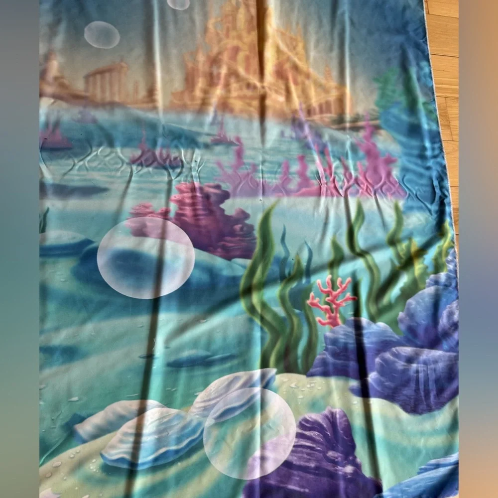 Under the Sea Blue Sea Shells Party Backdrop curtain - approx 5’ x 3’